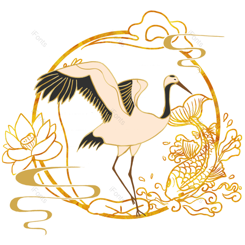 仙鹤图片,插画元素,中国PNG,云纹免抠素材